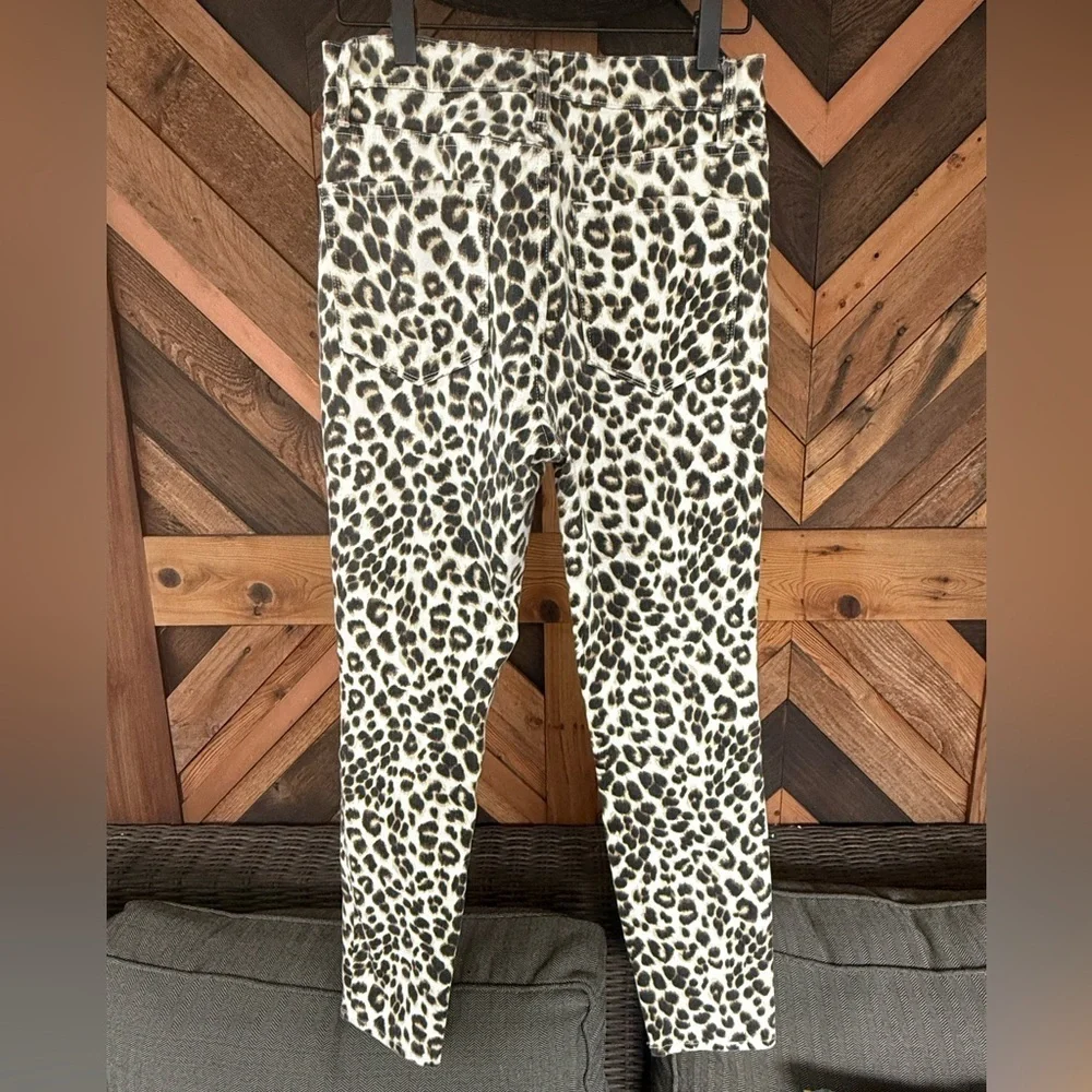 FRAME Leopard Ali High Rise Cigarette Skinny Jeans, Size 28